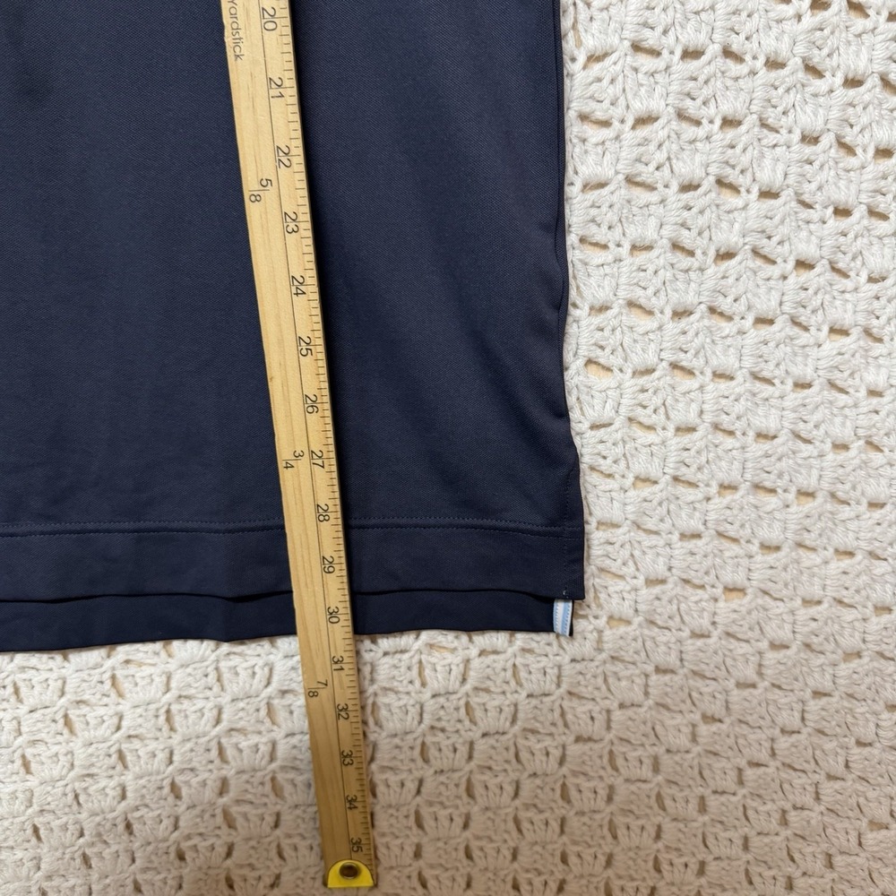FootJoy FJ Performance Golf Polo Shirt Mens L Navy Blue White Striped Short Slv - Picture 3 of 9